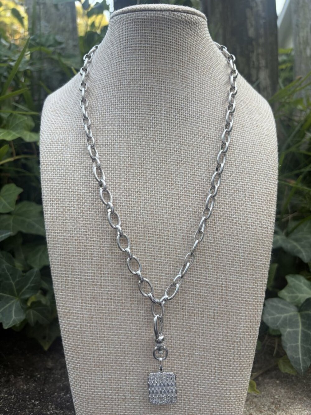 NEW Bomb Party April Birthday 2025 Be Anything But Basic Dog Tag Necklace CZ 18"